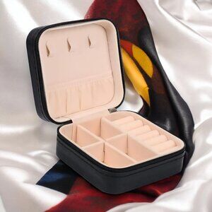 🆕️Compact Travel Jewelry Organizer Portable Zipper Case Rings Earrings Necklace